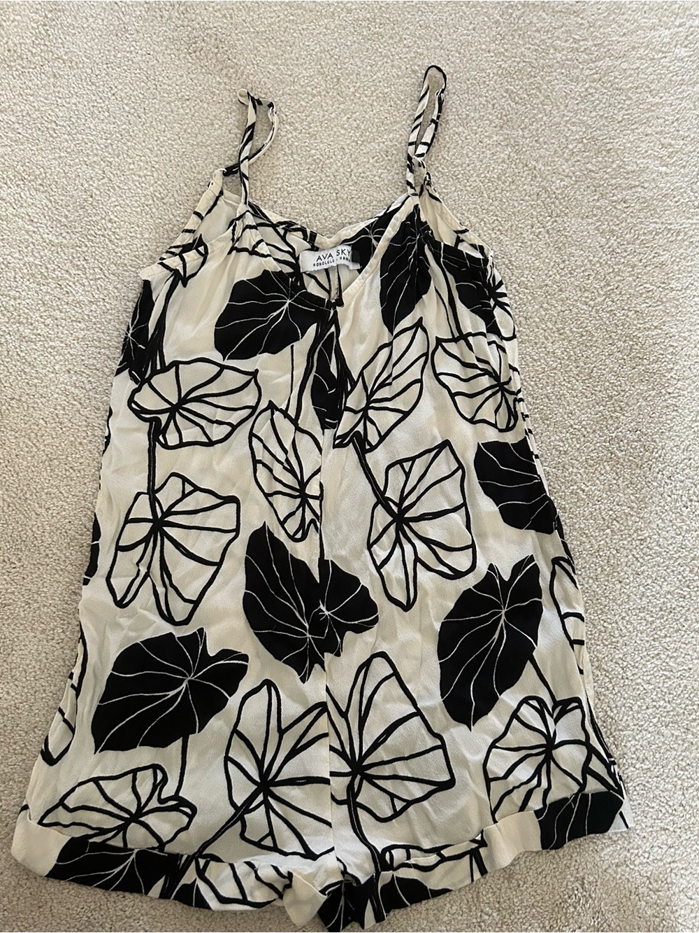 Fighting Eel Black and Cream Floral Print Romper